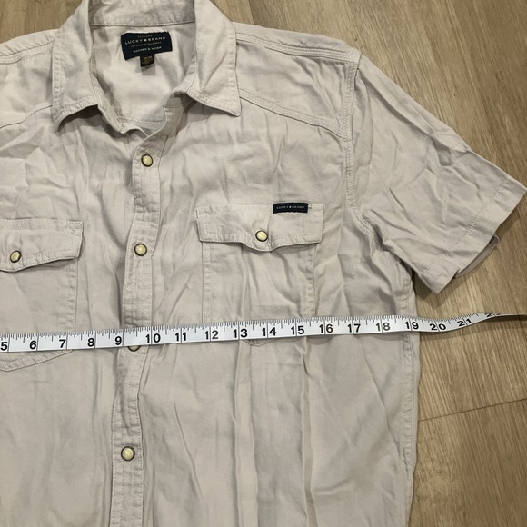Lucky Brand Pearl Snap Short Sleeve Grey M - Picture 3 of 5